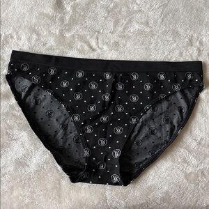 Victoria's Secret Seamless Bikini Panty Black White Logo Size L